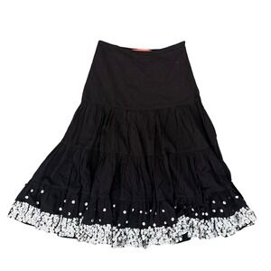 Sweet by Miss Me Black Cotton Tiered Sequin Embellished Midi Skirt Small